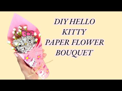 DIY HELLO KITTY PAPER FLOWER BOUQUET/GIFT IDEAS 2023 | DIY PAPER BOUQUET #papercraft #diycrafts