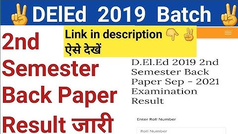 DElEd 2019 Batch 2nd Semester Result जारी | DElEd 2nd Sem Back Paper Result  2021 जारी