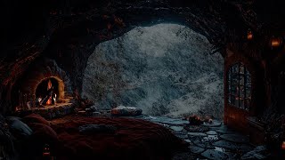 Howling Wind & Blowing Snow | Abandoned Cave in a Winter Storm | Sound of Howling Winds & Fireplace