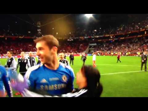 Ivanovic grabs and squeezes Eva Carneiro (hot Chelsea physio) in Europa league Final