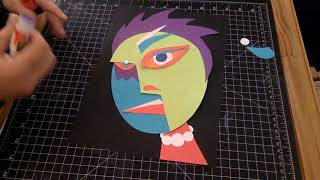 Paper collage self portrait