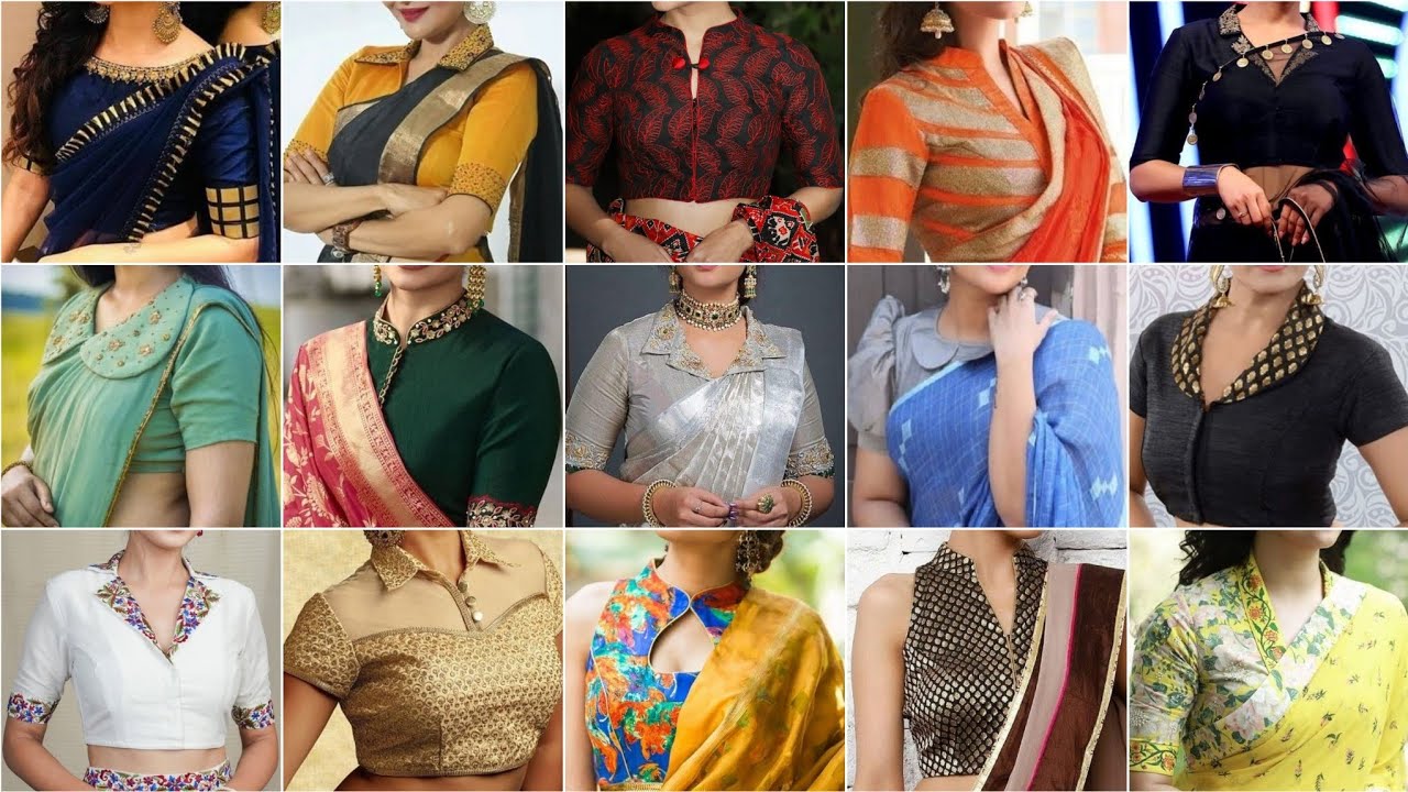 Latest Collar front neck blouse designs indian/Trending blouse designs