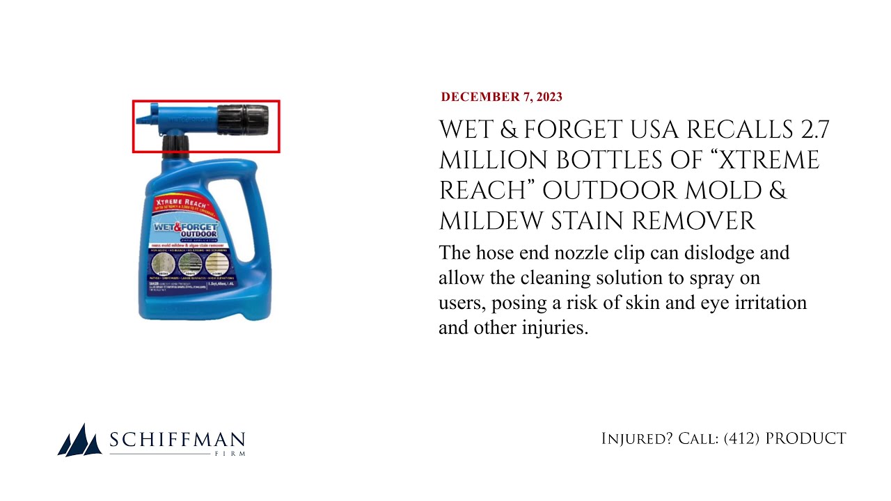 Company recalls 2.7 million bottles of outdoor mold & mildew stain remover