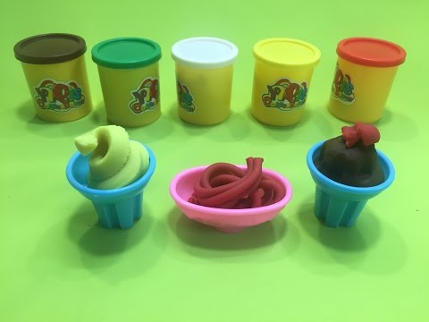 trò chơi làm kem ly bằng đất nặn make ice cream toy @KidsmileTV