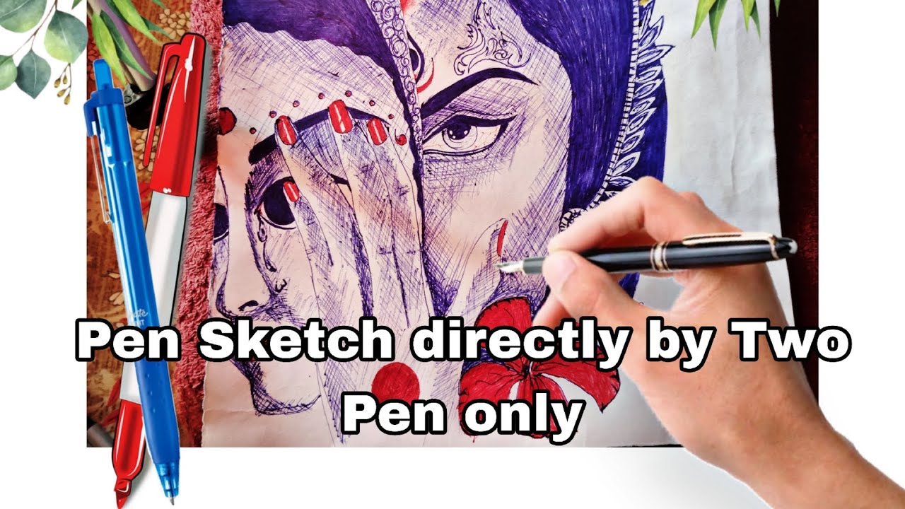 Sketch with Pens || Direct sketch with two pens only || Girls can fight their own battles ||