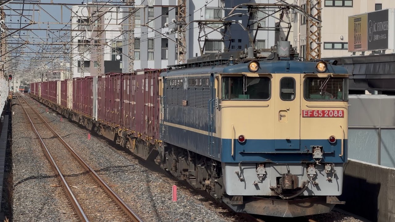 4K高画質】【PF代走✨】国鉄EF65形2000番台2088号機〔新〕＋コキ20両が