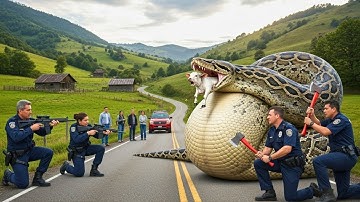 Courageous Rescue Team Fights Giant Python to Save Innocent Cow 🐍