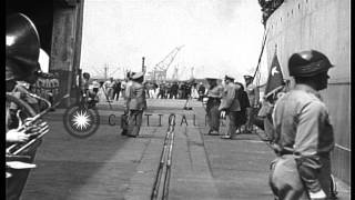 US Maj. Gen. Charles Andrew Willoughby departs from Yokohama, Japan. HD Stock Footage