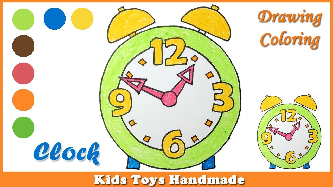 Clock   Drawing and Coloring alarm clock  Kids coloring pages