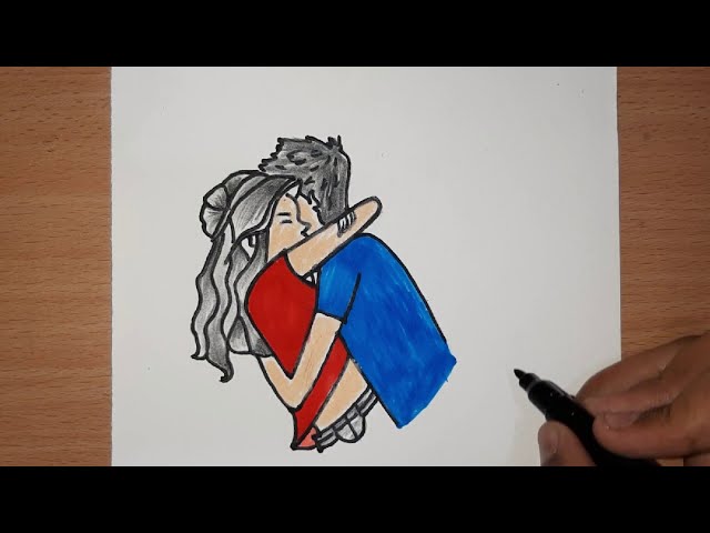 How To Draw Girl Boy Hugging Drawing L Sarilan Sevgili Cizimi L Very Easy Drawing Tutorial Youtube