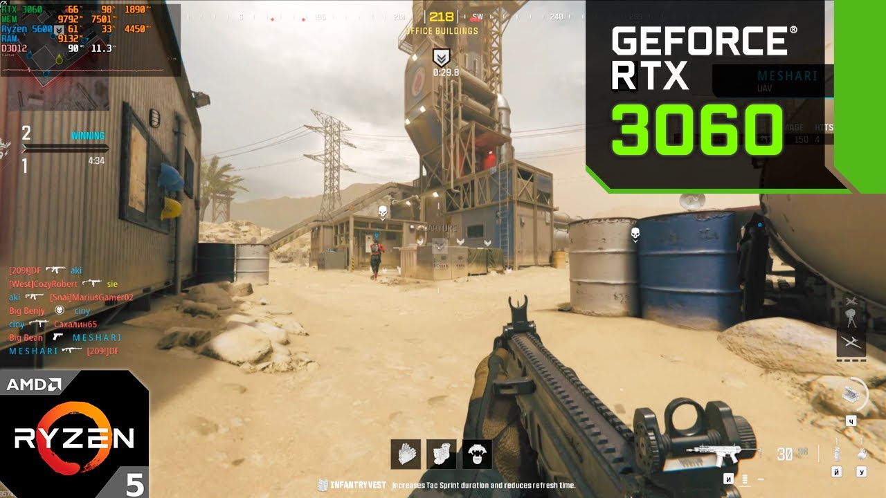 Call of Duty : Modern Warfare 3 : RTX 3060 12GB + Ryzen 5600 : 1080p Ultra Settings