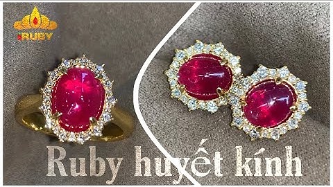 Trọn bộ Ruby Huyết kính đẹp long lanh, kim cương, Vàng 750 - C Phương HN - IRUBY