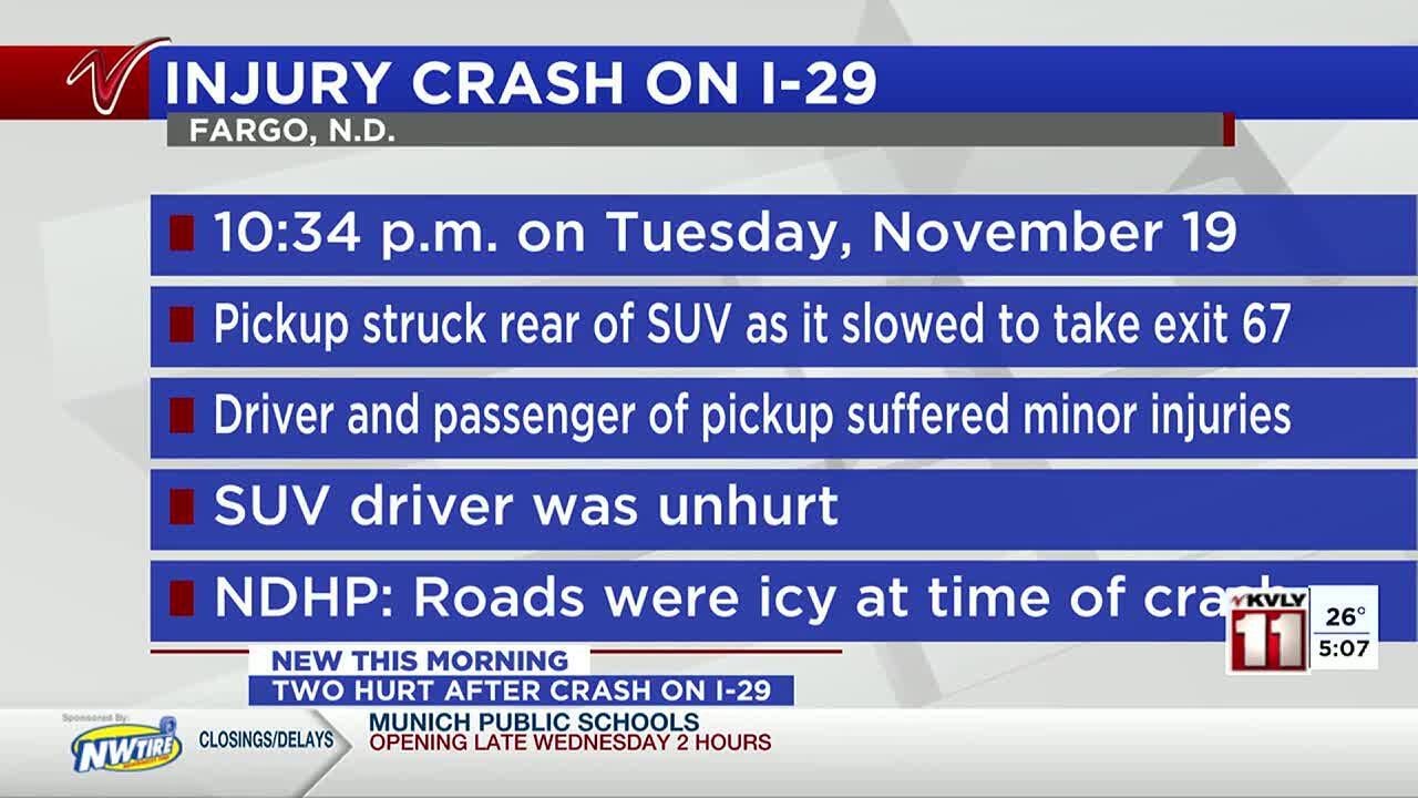 Two hurt after crash on I-29 in Fargo - YouTube
