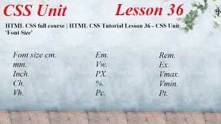 HTML CSS full course | HTML CSS Tutorial Lesson 36 - CSS Unit 'Font Size'
