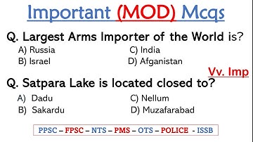 Ministry of Defence (MOD) Most Repeated MCQs from Past Papers | mod si,ldc,udc & naib qasid etc..