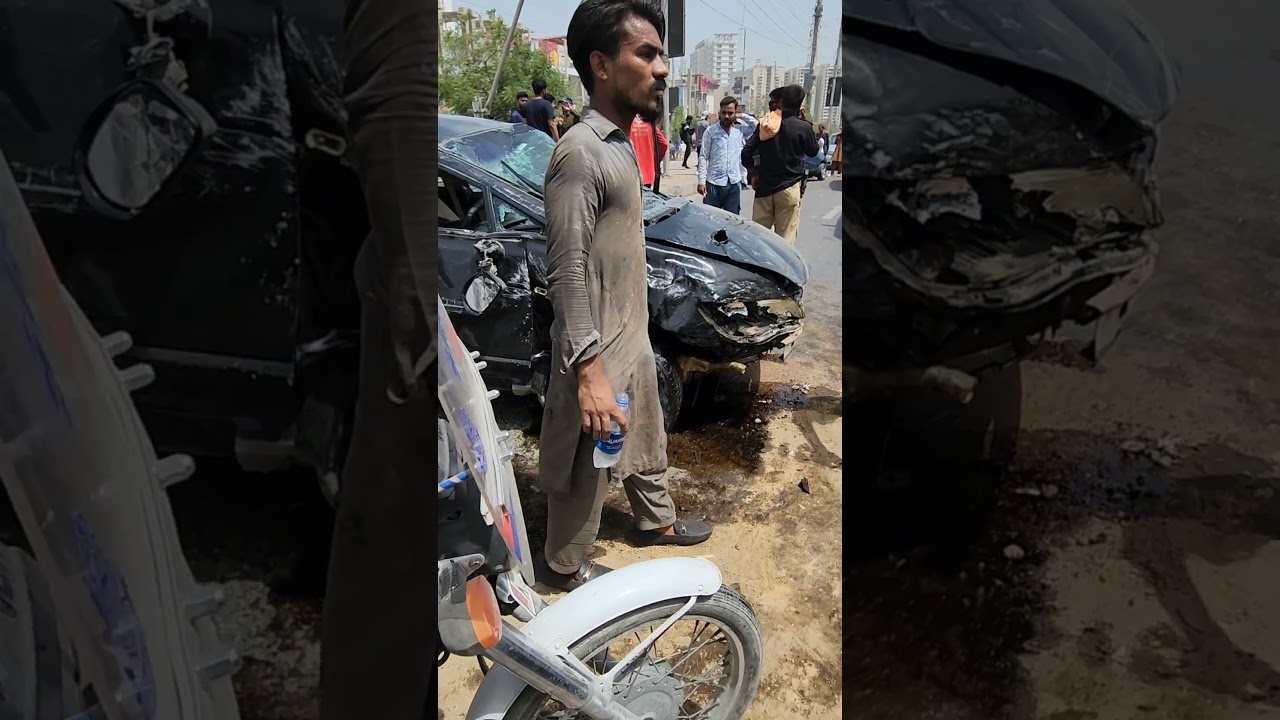 Very Dangerous accident on Rashid Minhas Road Near UBL Sports Complex Lucky One Mall Karachi
