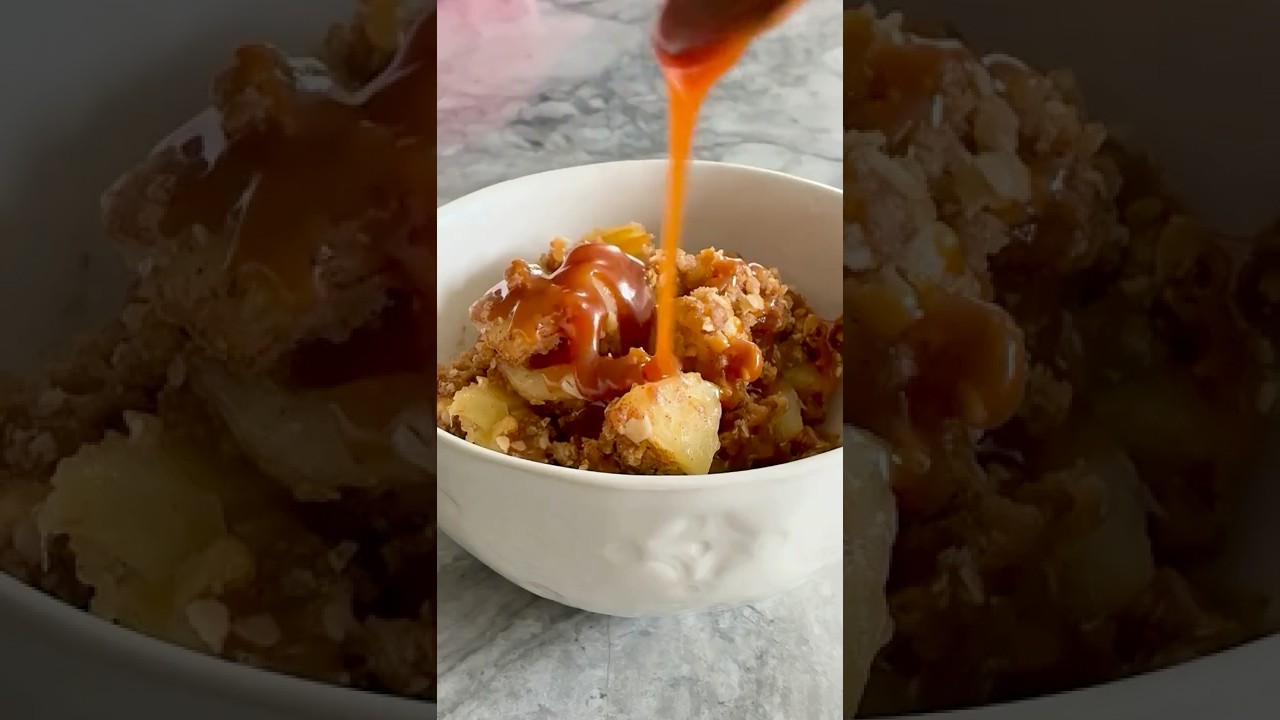 30-минутный простой карамельный яблочный хрустящий пирог 🍎