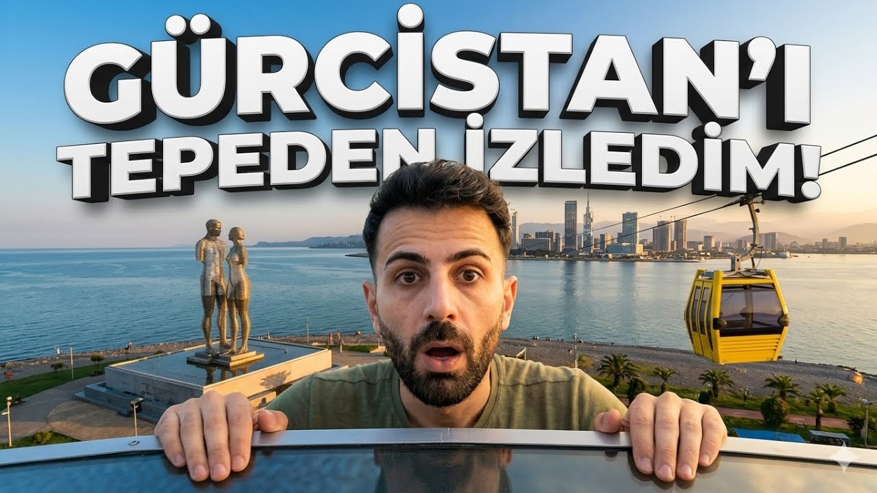 Ali & Nino Heykeli ve Şehir Manzarası. Gürcistan