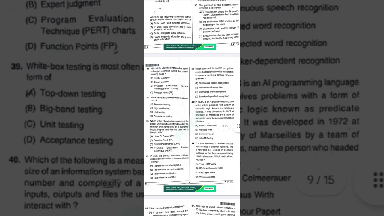 AP SET 2014 Computer science & Application Question paper 