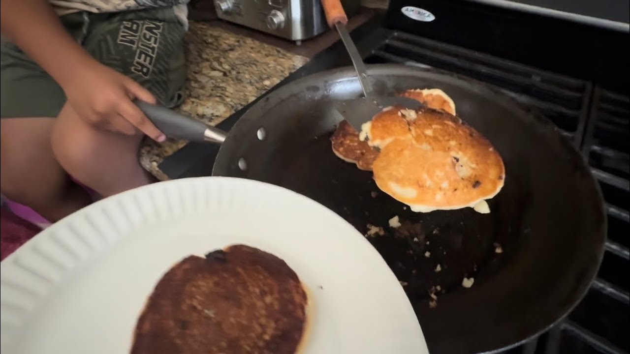 3 Year Old Cooking Breakfast For The Family | Morning/Afternoon Workout 