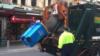 It's Garbage Day in the CBD! Brisbane City, Australia Garbage Trucks