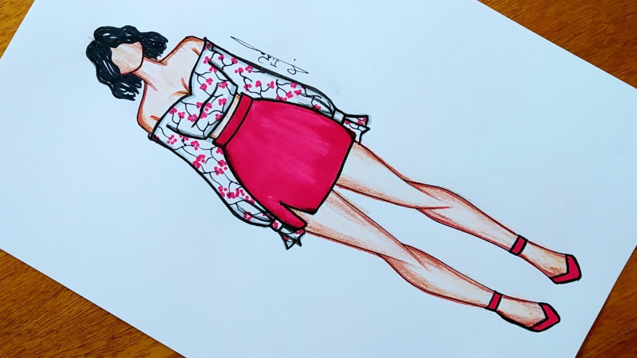 تعليم رسم ازياء كاجوال سهلة جدا للمبتدىين | رسم ازياء صيف | رسم سهل