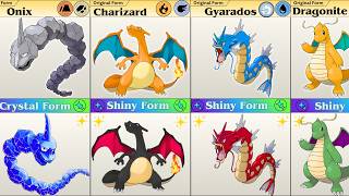 Every Gen 1 Pokémon & Their Shiny Form!