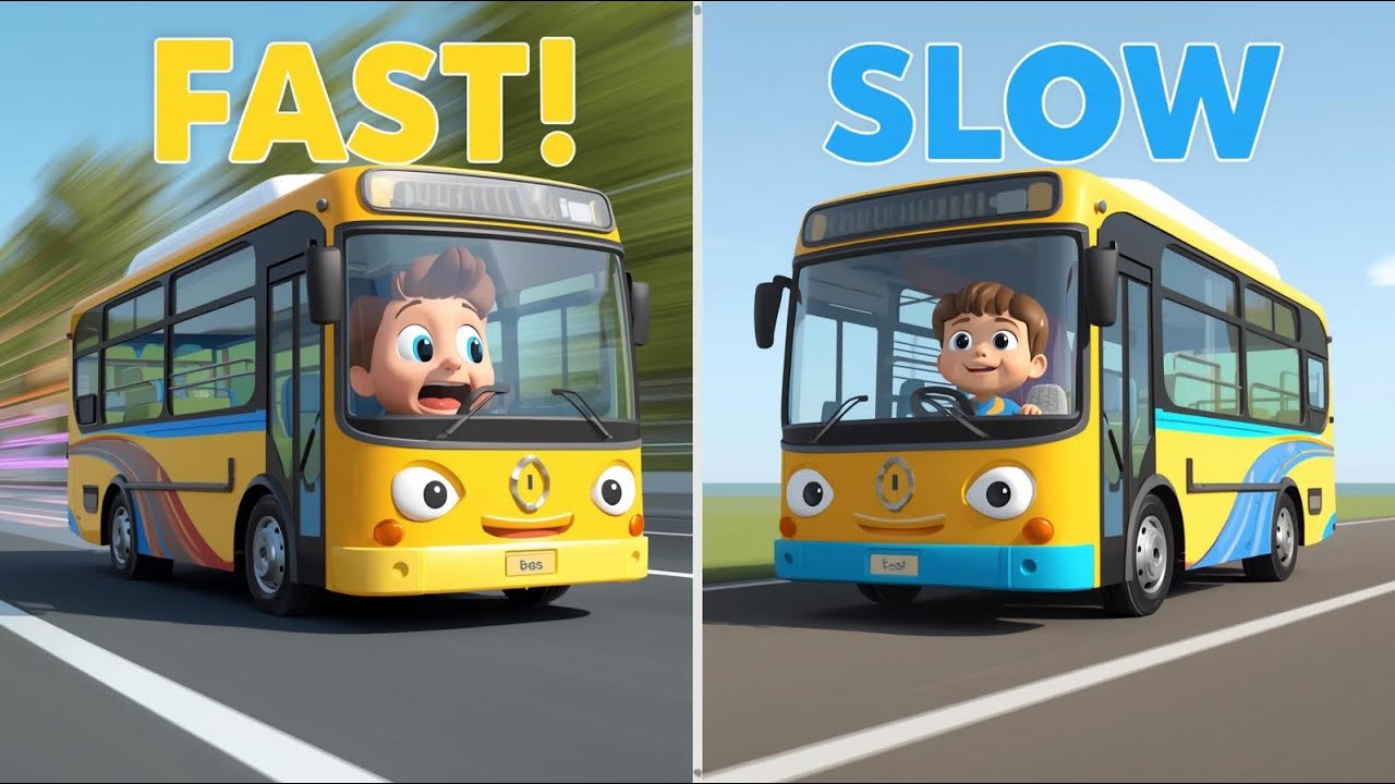 ⚡🐢 Wheels on the Bus FAST vs SLOW | Kids Action Song 🚌🎶 # kidssongs 