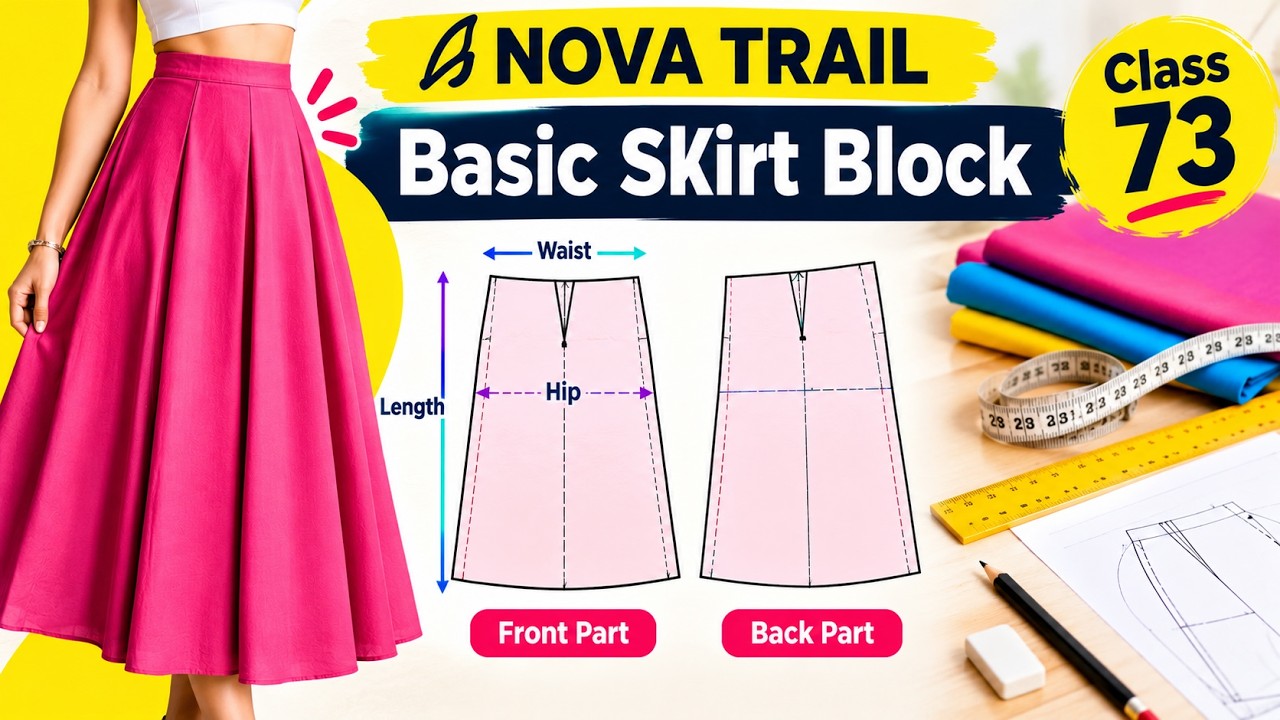 Basic Skirt Block Drafting ️ | Front & Back Pattern Making | Class 73 # ...