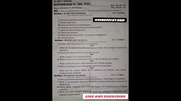 UG(NEP) 1st Sem ||Environmental Science Education (VAC) Subject Question Paper ||Kashmir University