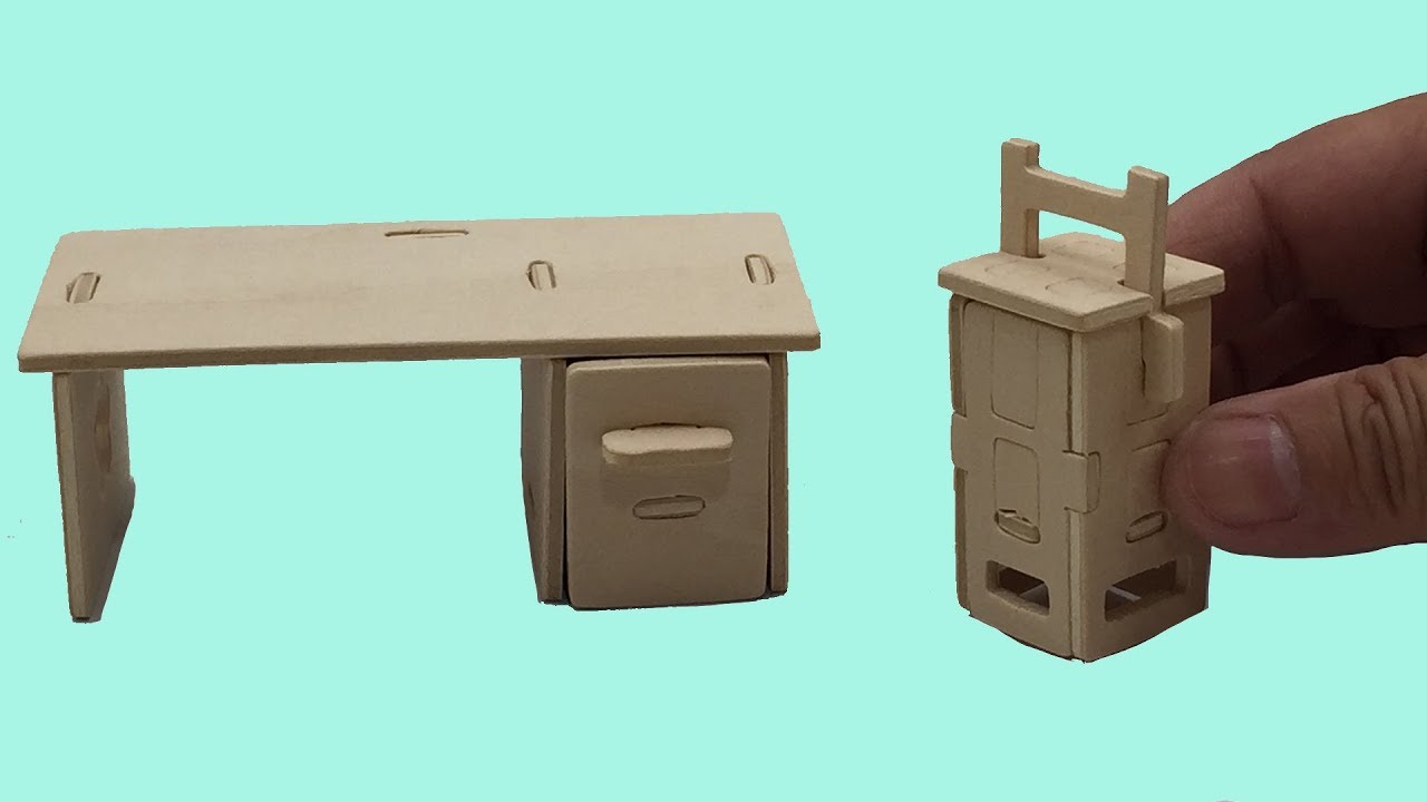 DIY Miniature table ~ 3D Woodcraft Construction Kit - YouTube