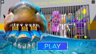 SHARK WATER MODE! BARRY'S PRISON RUN! Hungry Shark Megalodon Jaws Scary Obby NEW BARRY GAME Obbies