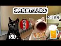 【猫ミーム】４０代独身 焼き鳥屋で1人飲み