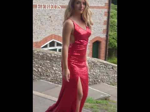 HEBEOS-Sheath/Column Sequins Ruffles