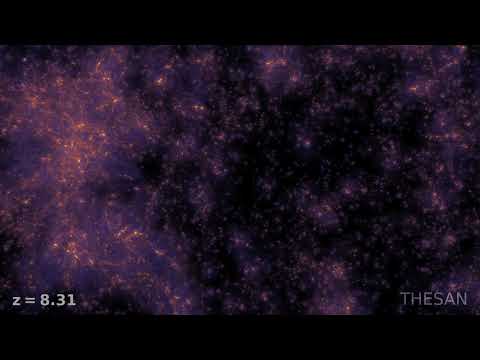 Internal 3D view of the gas density evolution in Thesan-1