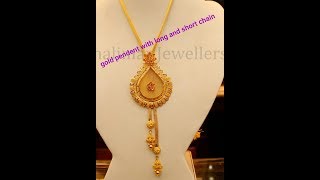 22k Gold Pendant Designs with long and short chain