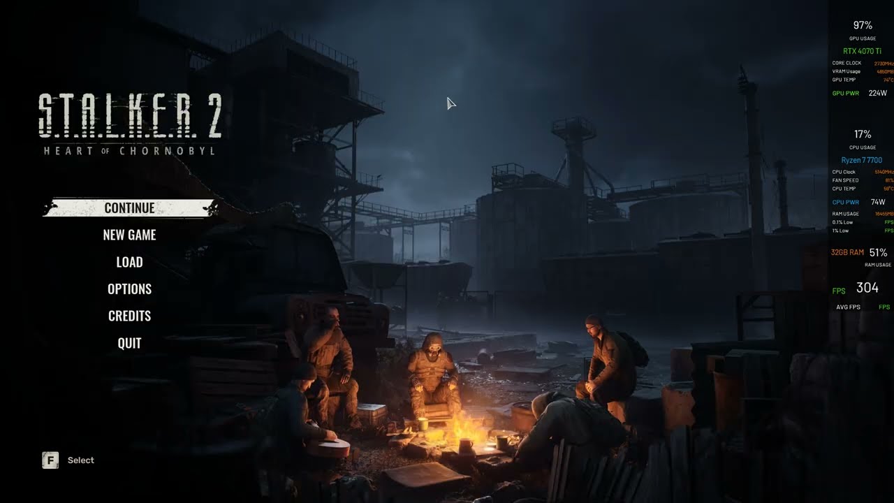 S.T.A.L.K.E.R. 2 - Patch 1.0.1 - RTX 4070TI 12GB + Ryzen 7 7700 - Epic  DLAA FG ON - 1440p60