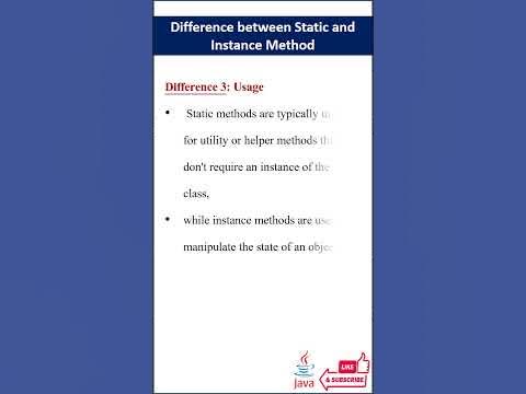 Difference between Static and instance method #java #Csharp #oops # ...