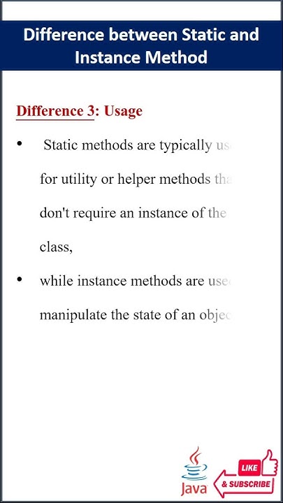 Difference between Static and instance method #java #Csharp #oops # ...