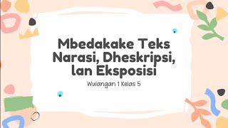 Bahasa Jawa Kelas 5 Teks Narasi, Dheskripsi, Eksposisi