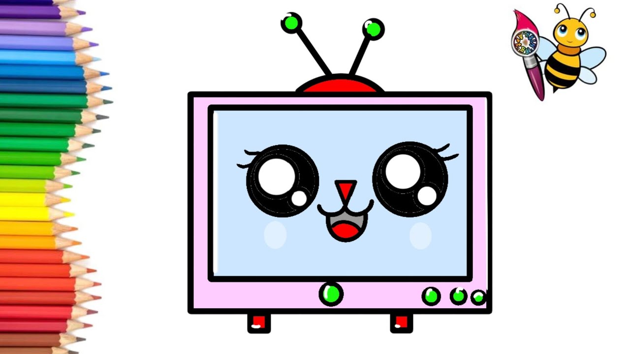 How to draw and colour a television easily step by step - YouTube