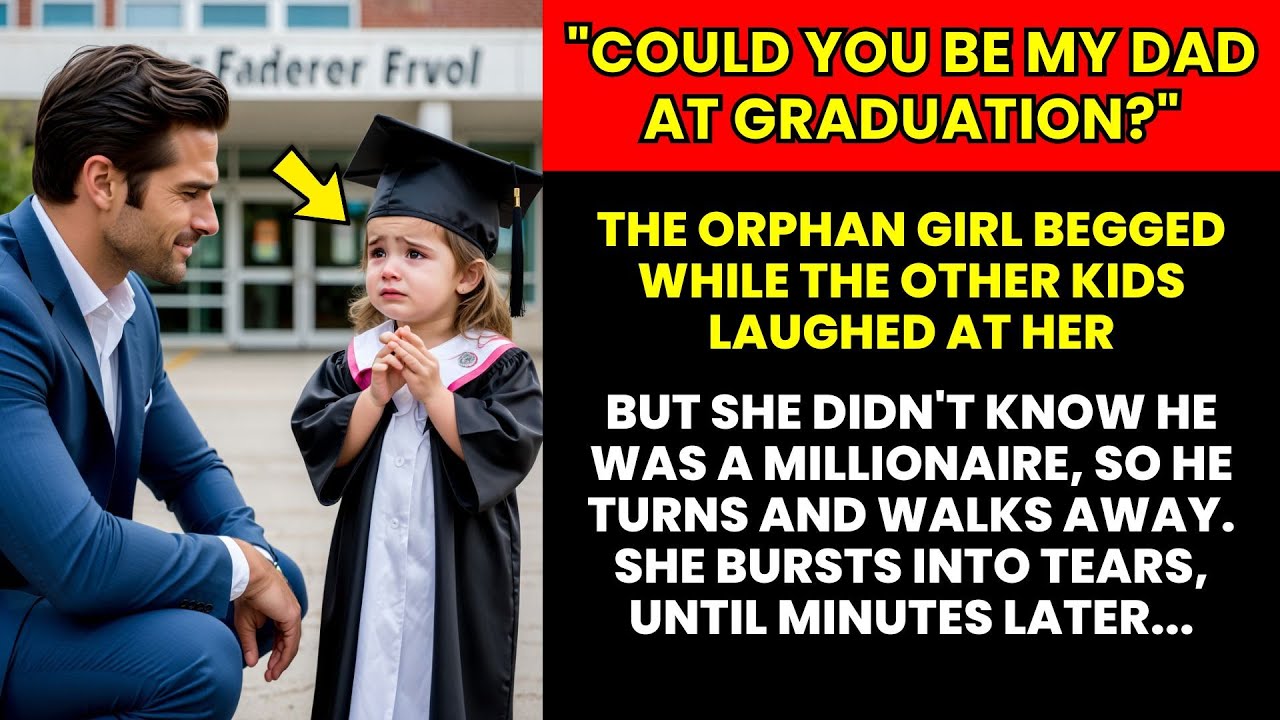 POOR LITTLE GIRL ASKS MILLIONAIRE TO BE HER DAD AT SCHOOL GRADUATION, WHAT HE DOES...