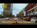 Driving in downtown manchester new hampshire  4k60fps