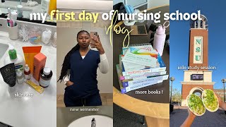 FIRST DAY OF NURSING SCHOOL 🩺 NERVOUS + GRWM + WHAT'S IN MY BAG + NEW BOOKS + STUDYING & MORE!