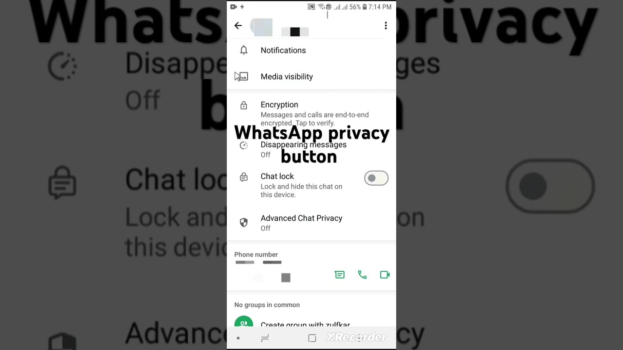 WhatsApp chat privacy button on kurnay ka tarika