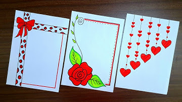 Red Border Design ♥️/Project work designs / Corner and side borders /Easy border designs/ A4 sheet