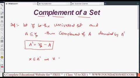 Complement of a Set || Class 8 Maths ICSE ||