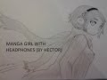 Anime Girl With Headphones Sketch