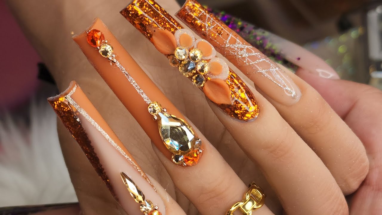 Classy Fall And Bling Design | 3d flower | full Tutorial - YouTube