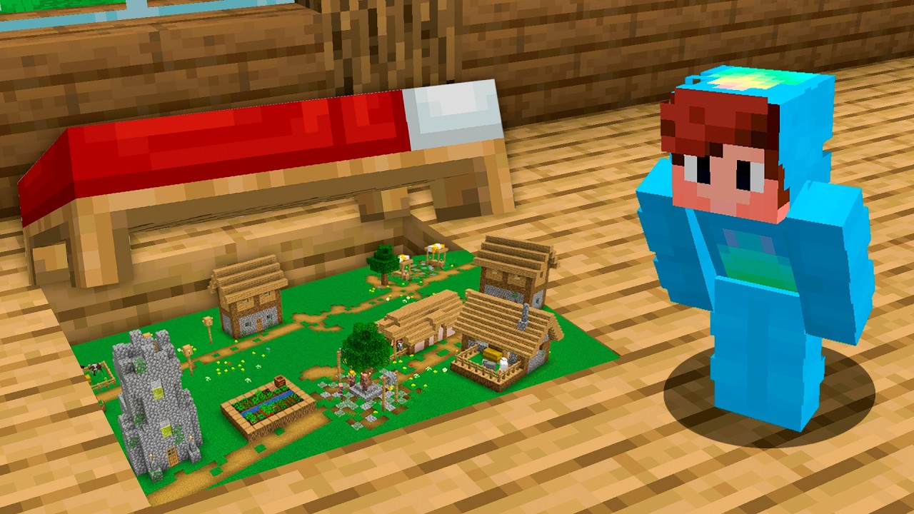 Descubrí una ALDEA SECRETA debajo de mi Cama en Minecraft😱